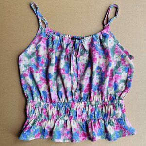 Floral Peplum Cami Top Romantic Cottagecore Coquette Feminine Summer Small